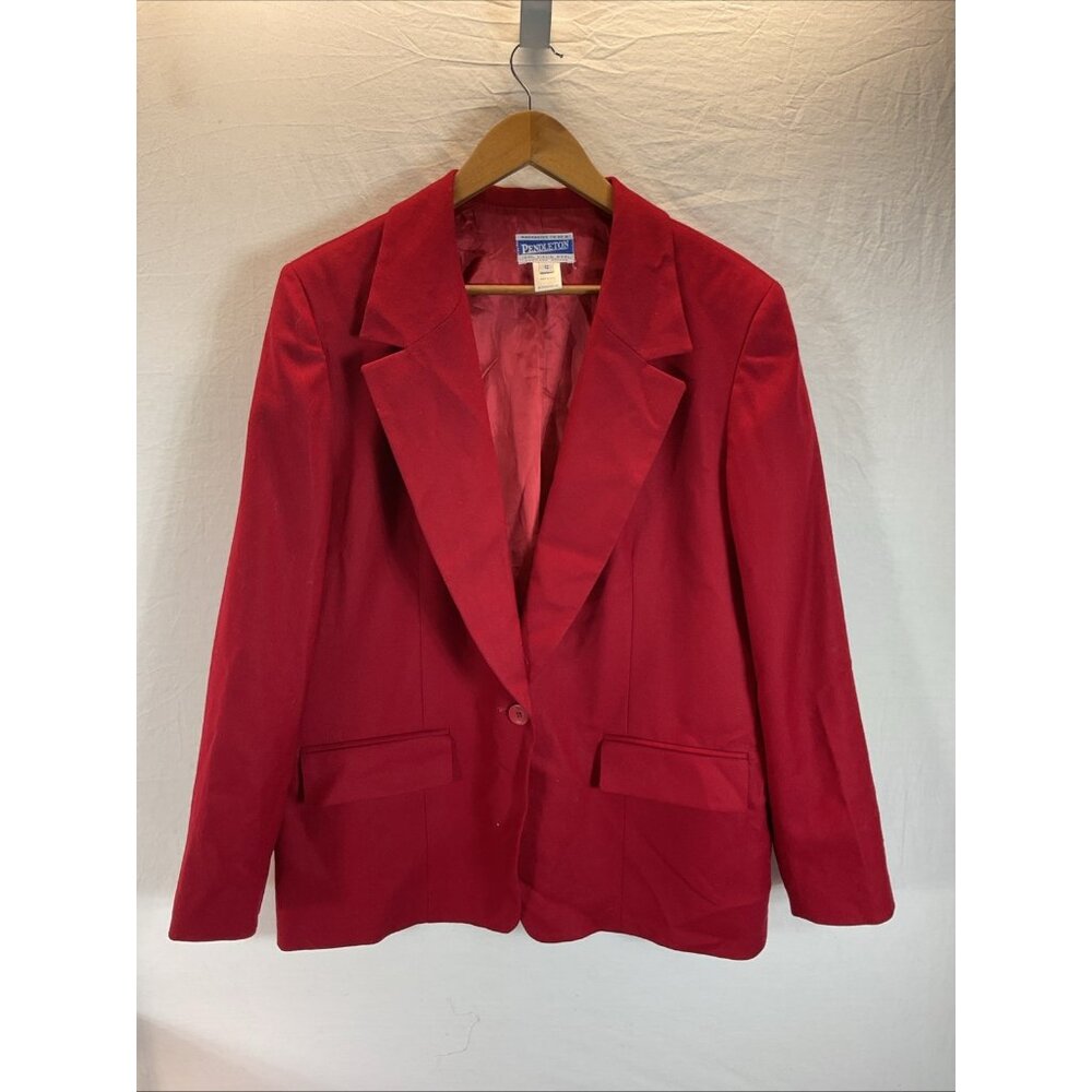 VTG‎ Pendleton 100% Wool Red Blazer Jacket Women’s Size 12 holiday festive USA